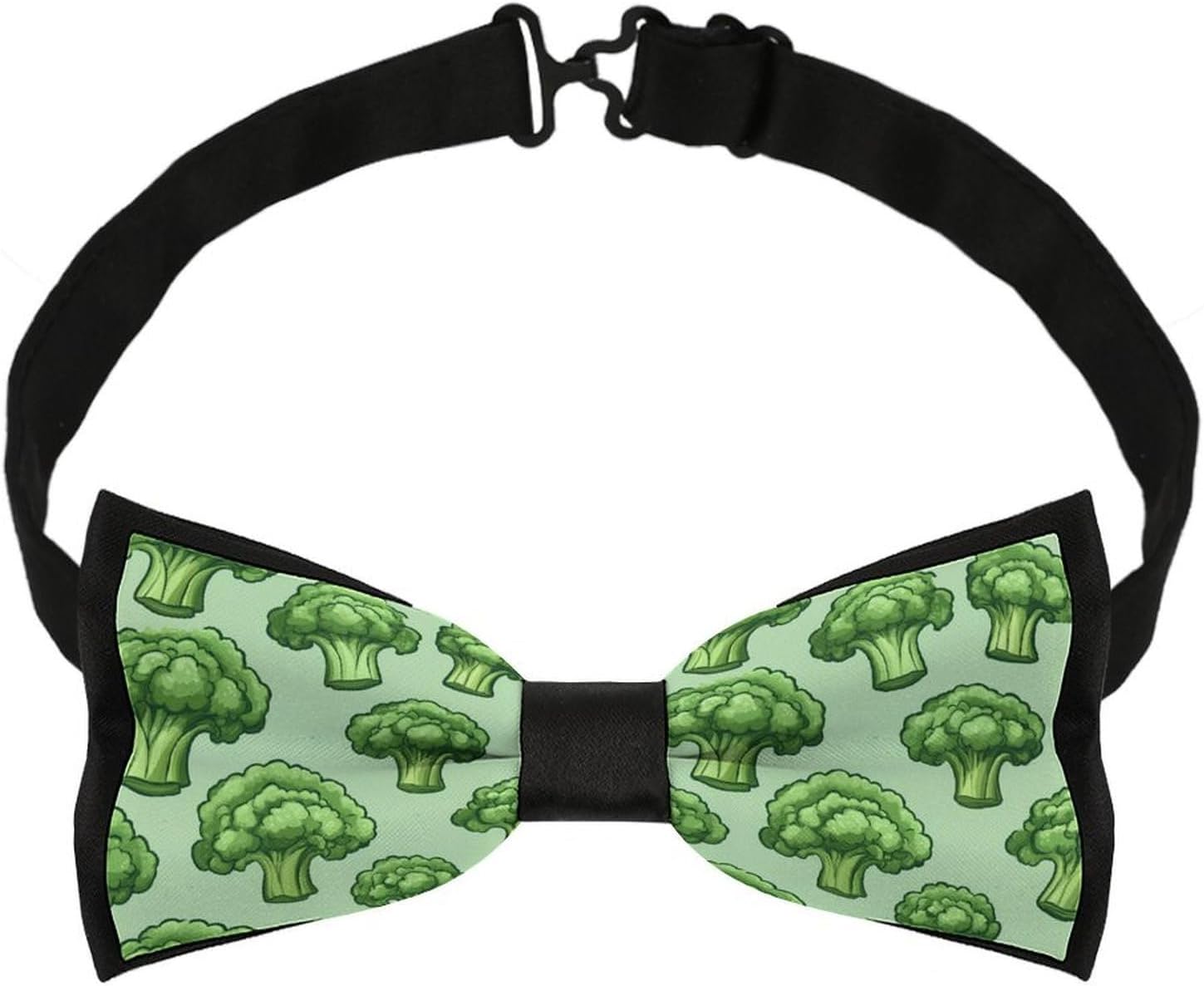 Green Broccoli Bow Ties for Men Fun Printed Pre Tied Adjustable Bowtie for Party Wedding