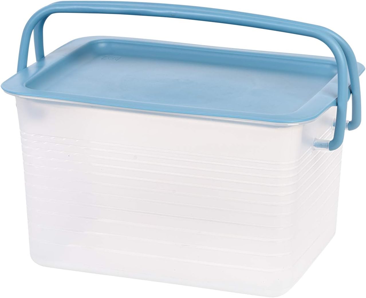 IRIS Medium Stacking Basket with Blue Handles, 1 Pack