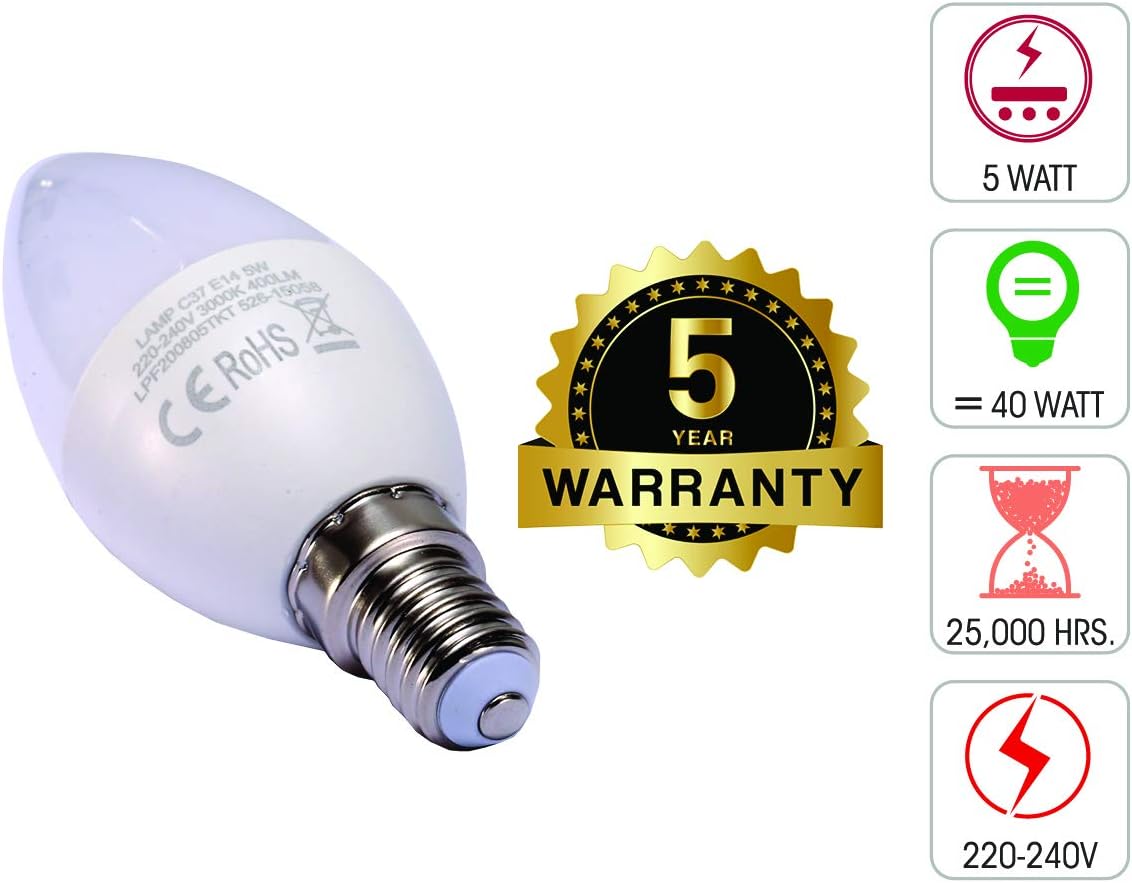 TEKLED® C37 LED Candle Bulbs, 3000k Warm White, 6 Count (Pack of 1) - Image 4