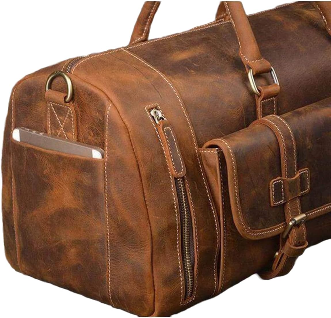 The Tannery Travel Duffel Bags for Men and Women Full Grain Leather Overnight Weekend Leather Bags Sports Gym Duffle Bag for Men's & Women's (24 x 12 x 9)