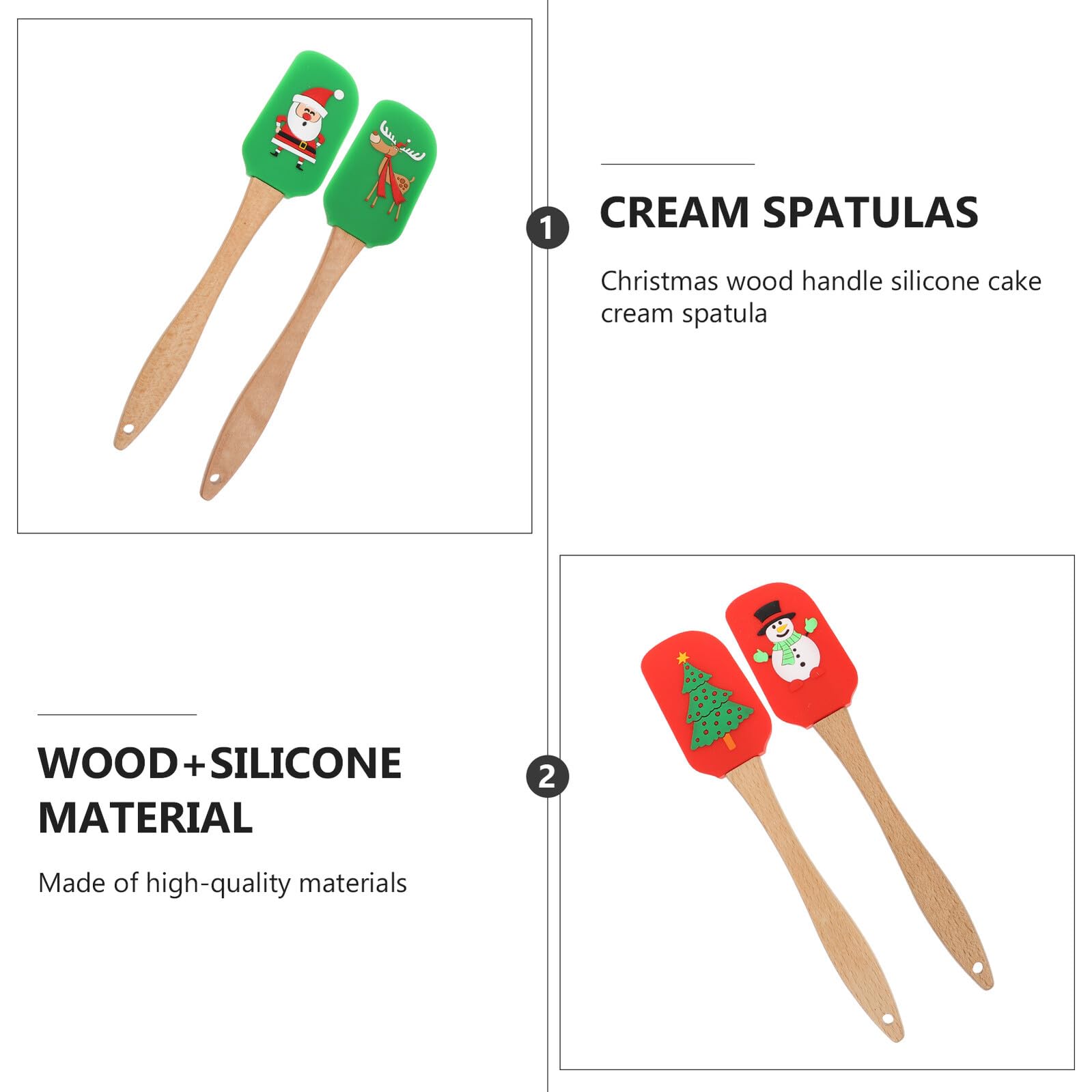 4 piezas Espátulas de Silicona para Pastel de Navidad de Rascadores de Crema Prácticos y de Limpiar Herramientas de Cocina para Hornear