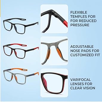 NHCDFA 3 PCS Vision Sync Multifocal Glasses, Bifocal Reading Glasses, Auto-Focus, Lightweight, with 3 Storage Bags & 3 Cleaning Cloths, Ideal for Home, Office, Office Workers, Daily Reading