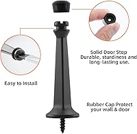 Vista 2 de HOME MASTER HARDWARE Topes de Puerta Rígidos Sólidos de Servicio Pesado de 3", Negro Mate, Paquete de 2 con Puntas de Plástico - Topes de Puerta