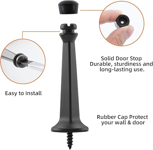 Miniatura 2 de HOME MASTER HARDWARE Topes de puerta sólidos y resistentes, 3 pulgadas, bronce aceitado con punta de goma, paquete de 12