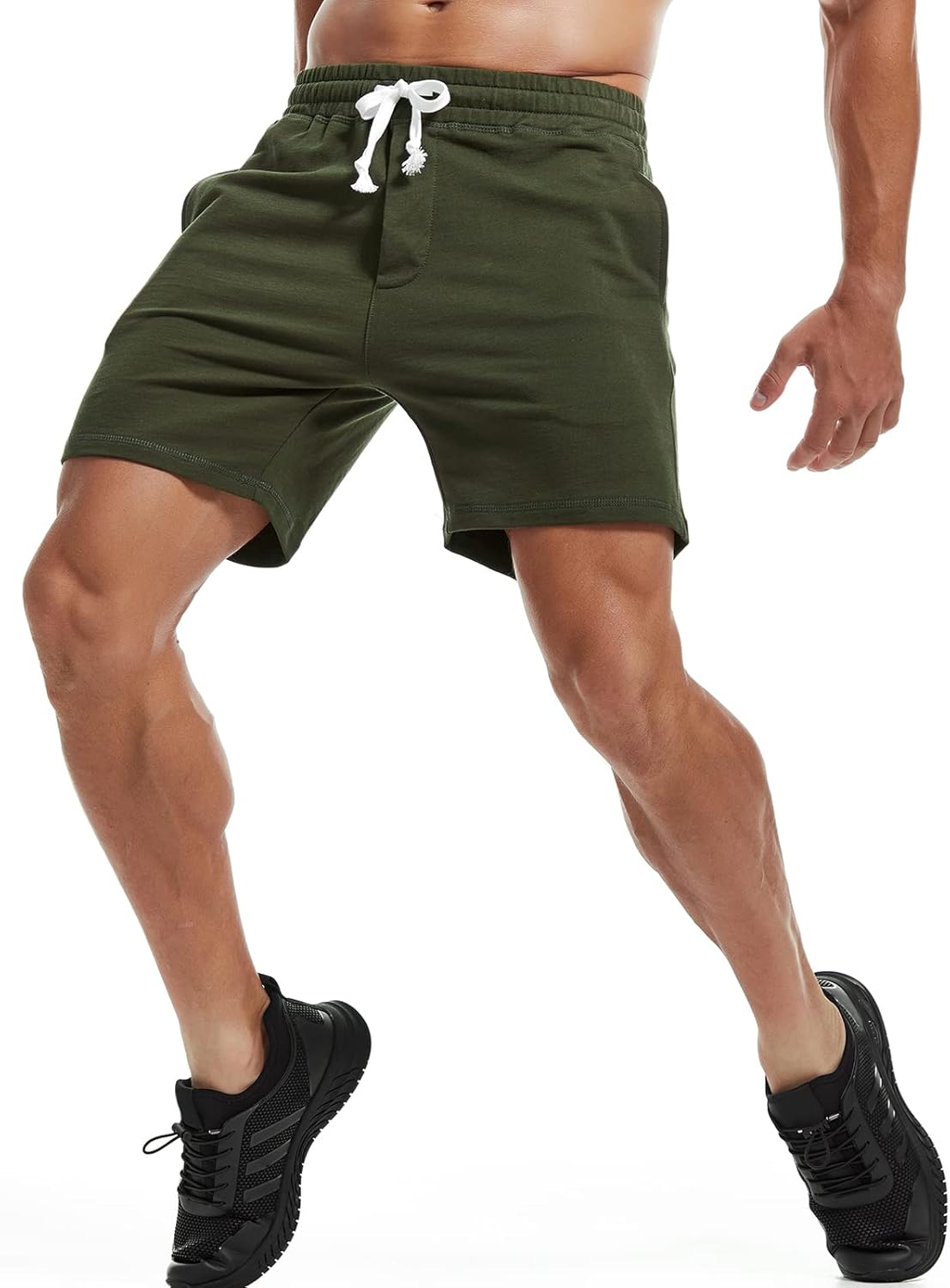 AMY COULEE Mens Athletic Workout Shorts 5.5" Cotton Casual Shorts Elastic Waist Joggers Sports SweatShorts - Image 2