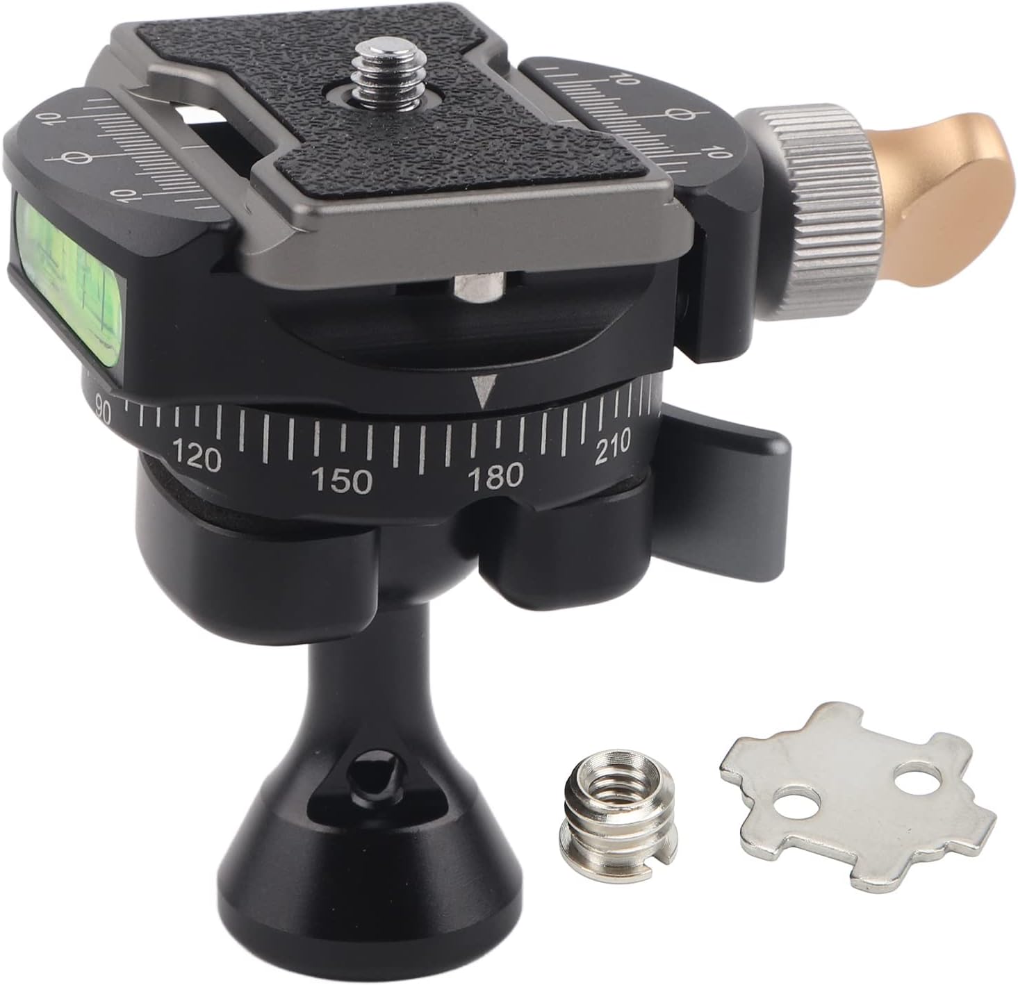 Qiilu 360&deg;回転パノラマ反転ボールヘッド回転可能大ベアリング容量球面ボールヘッド一眼レフ携帯電話用