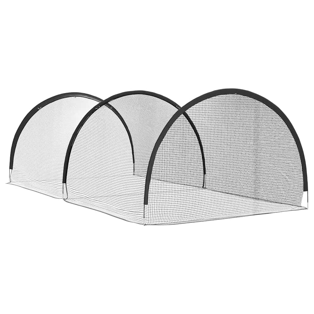 Baseball Softball Käfig 702 x 369,5 x 243,5 cm Polyester Schwarz Robustes Outdoor Trainingszubehör für Teamsport Freizeit und Training für Kinder Erwachsene Anfänger Profis