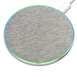 IMDEN ワイヤレス充電器 15W/10W/7.5W 表面は布生地【Qi認証】 【PSE認証済み】iPhone 12/12 Pro/12 Pro Max/12 mini/iPhone SE2/iPhone 11/iPhone 11 Pro/iPhone 11 Pro Max/ iPhone Xs Max/ iPhoneXs/AirPods2/AirPods Pro/Galaxy S8/S8 plus/S7/S7 Edge/Nexus/LG G6/Xperia他のQi対応の機種 LEDカラ フルなライト付き置くだけ充電 日本語説明書付き