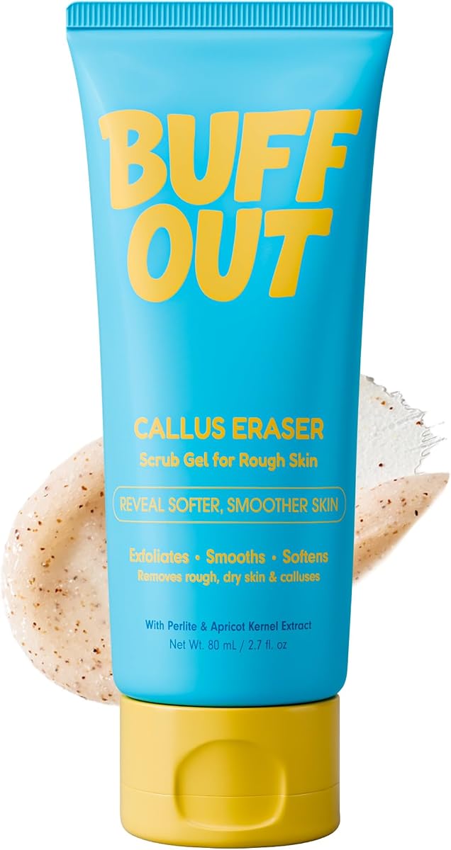 BUFFOUT Callus Eraser Exfoliating Gel – Body Care Exfoliator Scrub & Exfoliant for Feet, Heels, Elbows & Knees – Dead Skin Care with Perlite & Apricot Seed Powder