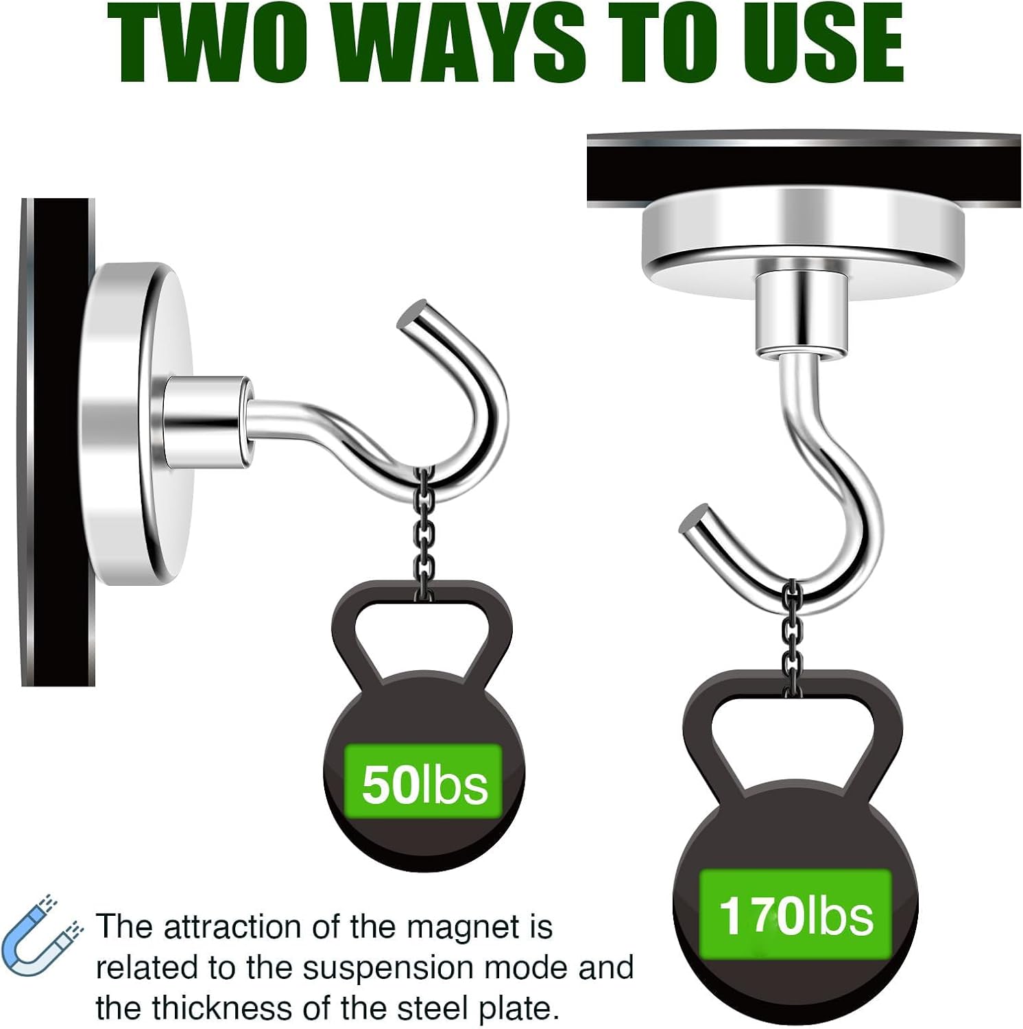MIKEDE Magnetic Hooks 170Lbs Heavy Duty Earth Magnets with Hooks for Cruise Cabin Strong Magnet Hooks for Hanging Super Metal Magnetic Hanger for Grill Fridge Kitchen - Pack of 25