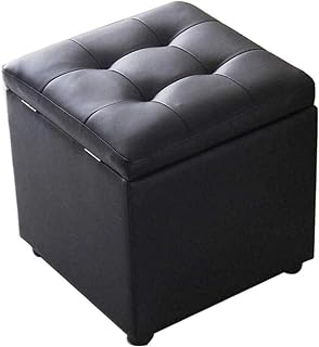 ROLTIN Dressing Table Footrest Storage Stool, Fashion Leather Storage Stool Hall Change Shoe Bench Sofa Stool Home Stool Small Footstool 40×40×40cm Seat Foot Stool (C) (B