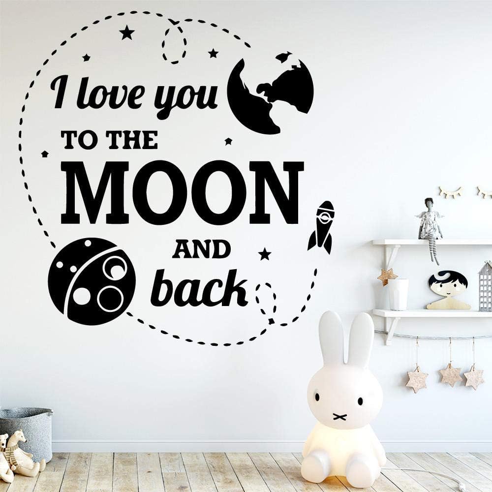 I love you on the back wall stickers of the moon and bedroom or