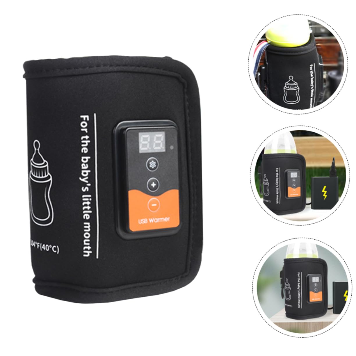 Tragbarer Flaschenwärmer für Unterwegs, USB Betrieben, Schwarz
