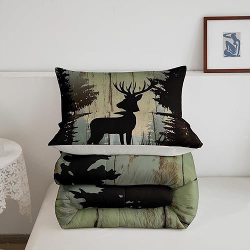 Miniatura 7 de Juego de edredón de silueta de ciervo, juego de ropa de cama rústica de 3 piezas para niños, adolescentes y adultos, decoración de habitación, juego