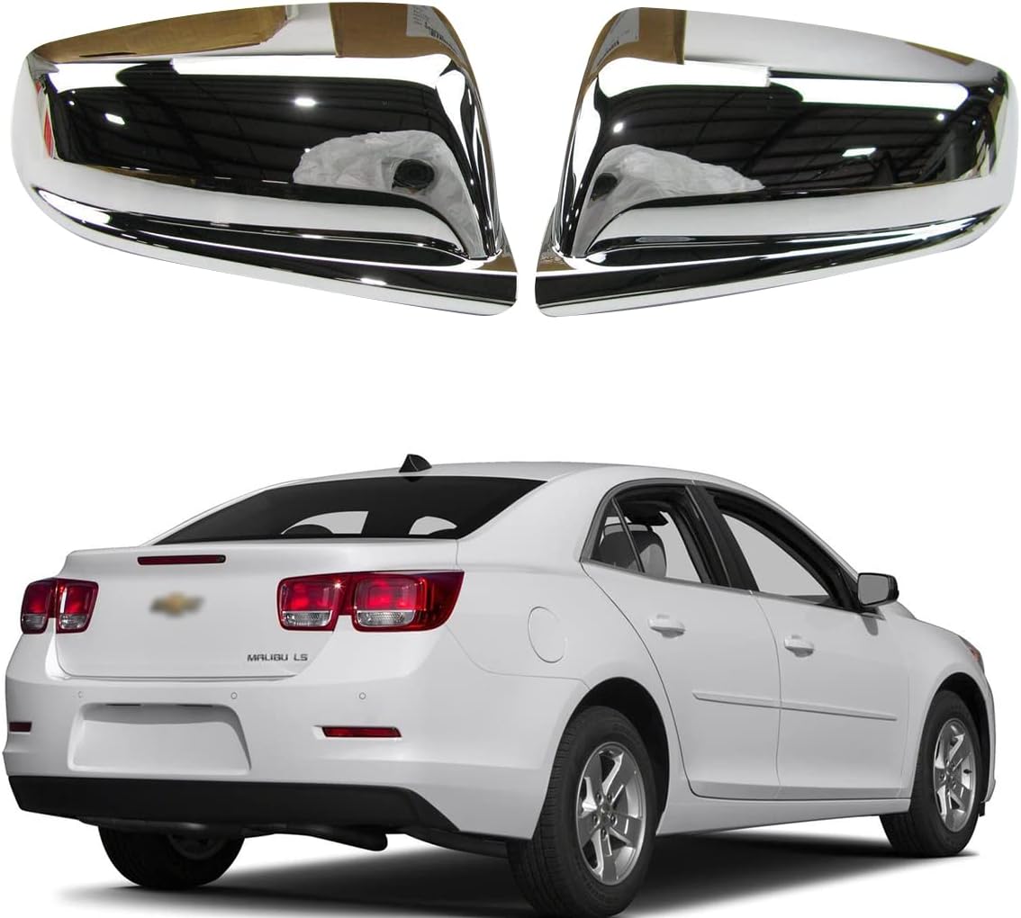 Chrome Mirror Cover Compatible with 2013 2014 2015 2016 Chevy Malibu LS LT LTZ Side Mirror Caps,Not Replacement (Mirror Cover+Door Handle Cover)