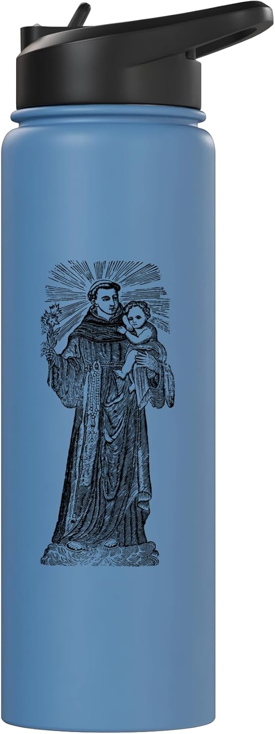 St Anthony of Padua Baby Jesus Vintage Catholic Patron Saint Stainless Steel Insulated Water Bottle