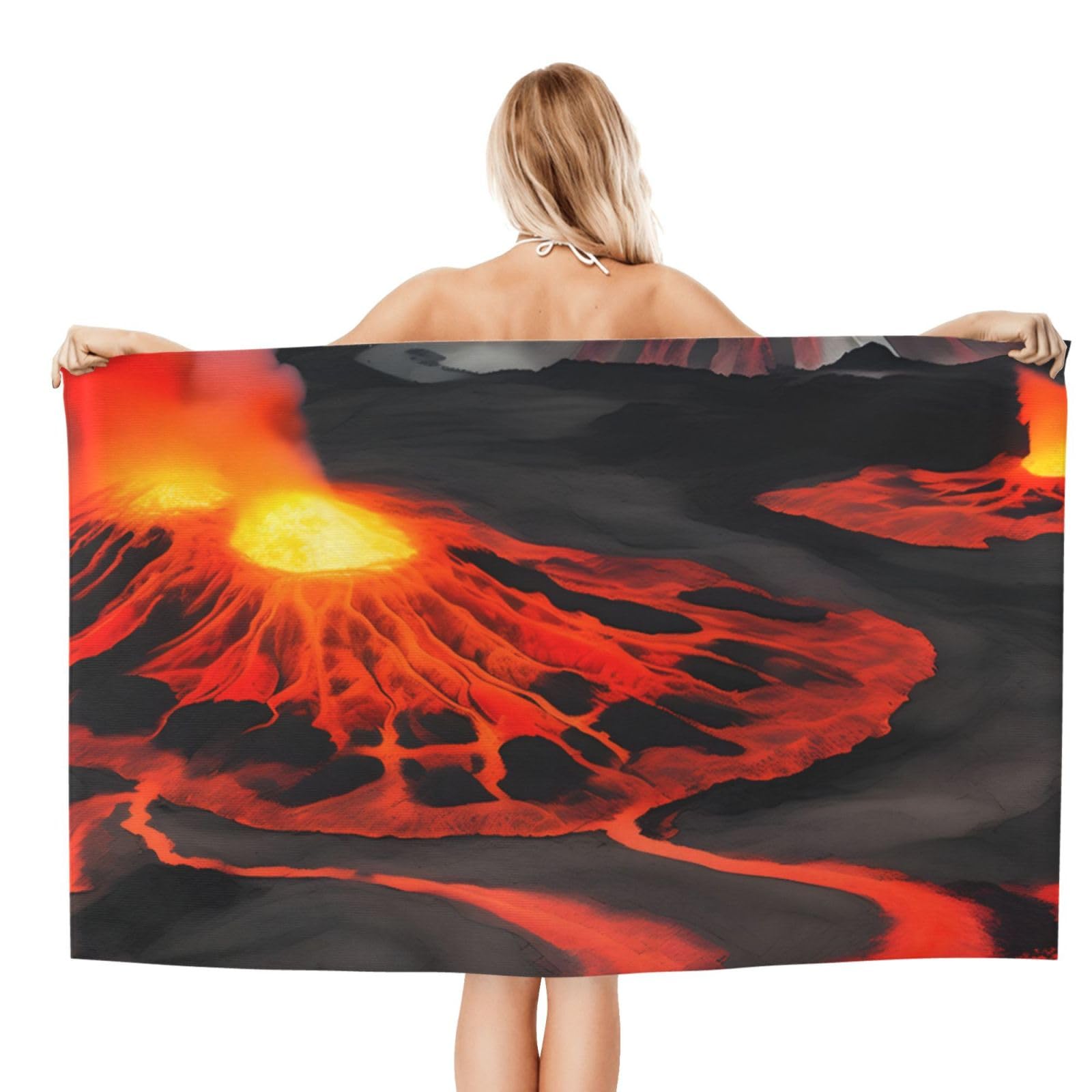 Kilauea wulkany nadruk dorośli ponadwymiarowe ręczniki kąpielowe plażowe szybkoschnące miękkie lekkie prezent podróżny