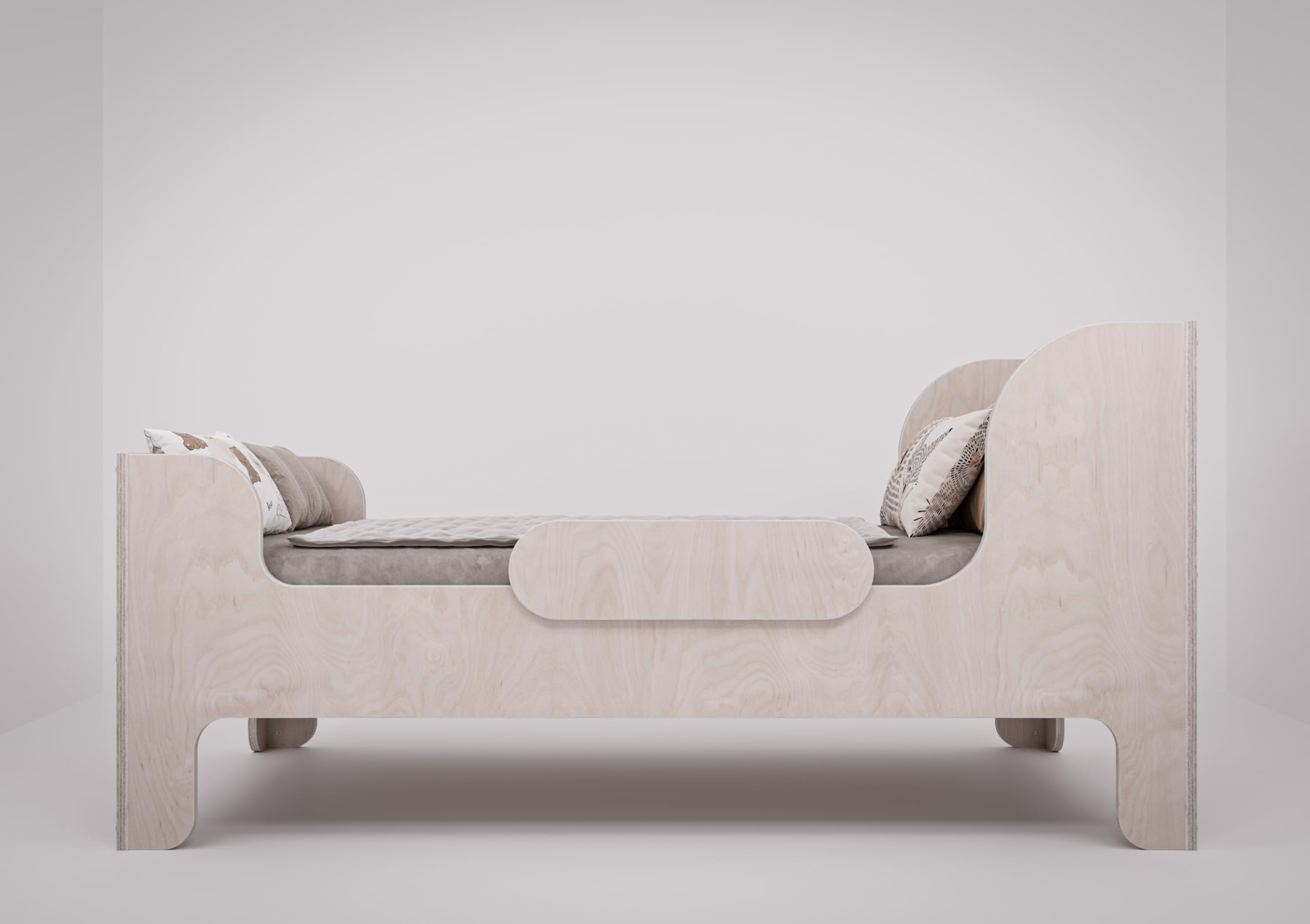OSONO | ALLA B Łóżko dziecięce 80x160 cm z naturalnego drewna | Łóżko podłogowe Montessori z barierką ochronną i stelażem | Nowoczesne łóżko dziecięce dla chłopców i dziewczynek