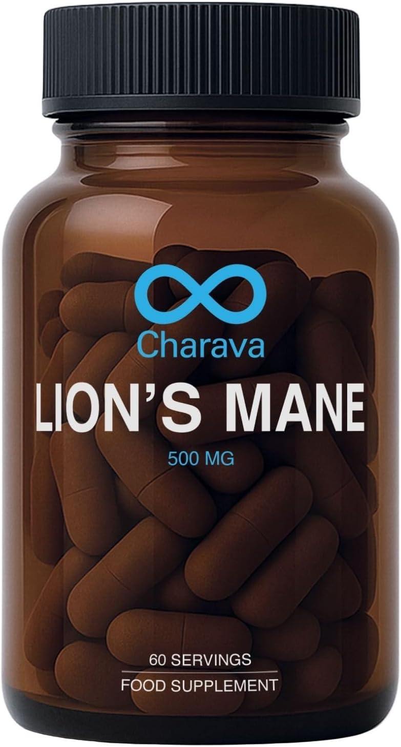 Lion’s Mane Mushroom 500mg | High Strength Organic Extract – 60 Capsules | Supports Brain Health, Focus, Memory & Immune System | Vegan-Friendly Supplement