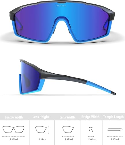 Miniatura 4 de BEACOOL Gafas de sol polarizadas deportivas de ciclismo para hombres y mujeres, UV400, gafas de sol de béisbol, TR90, marco para pesca, correr,