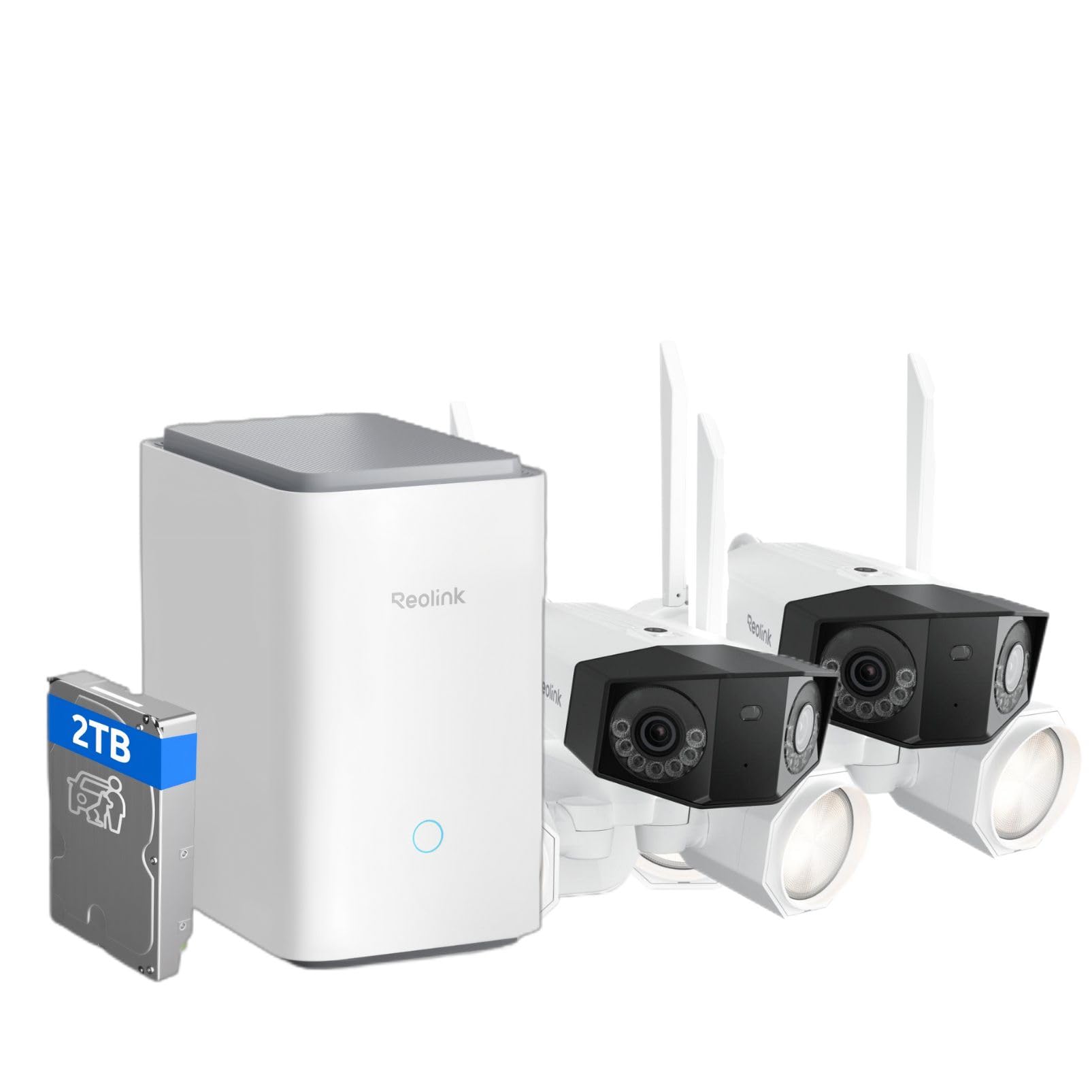 4K Floodlight Camera with Home Hub Pro Bundle, 4K Outdoor Security Camera with Dual-Lens, 180° FOV, All-in-One Management Center, Home Hub Pro with 2TB HDD Pre-Installed