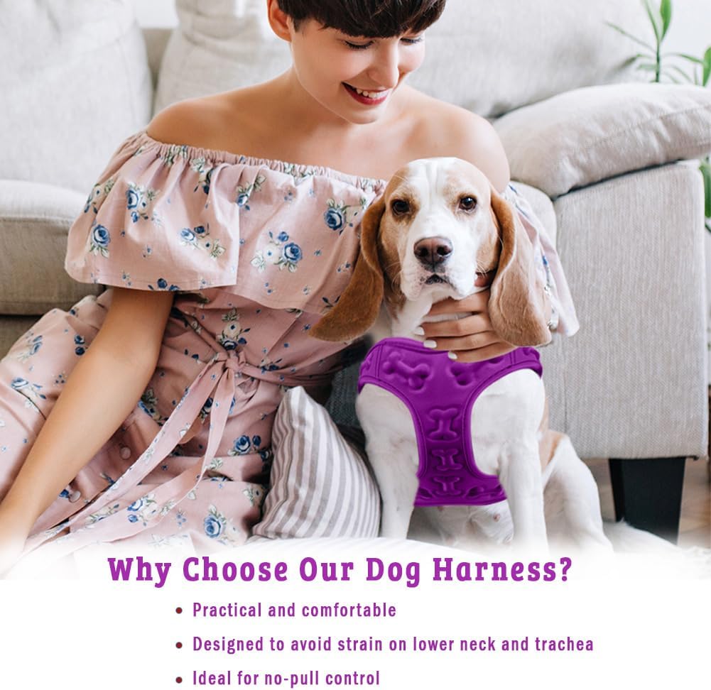 Comfort Fit Dog Harness No Pull with Adjustable Buckles Soft Padded Reflective Choke Step-in Pet Vest with Easy Control Handle for Small Medium Large Dogs & Puppies for Walking Running Training