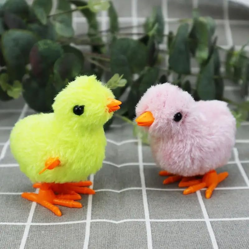 Image of Bunny and Jumping Chick Wind Up Toys Novelty Chicken Hopping Windup Toy for Kids Toddlers Adult Easter Egg Hunt Basket Stocking Stuffers Party Gifts [Multicolor] (4 PIC-Chicken-Multicolor)
