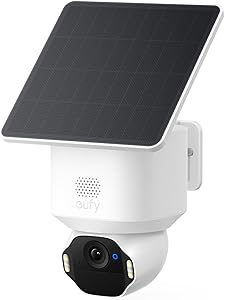 eufy eufyCam Solo E42 Wireless 4K Outdoor Surveillance Camera, WiFi, Solar Panel, AI Motion Tracking, Strobe, Pan & Tilt, Face Detection