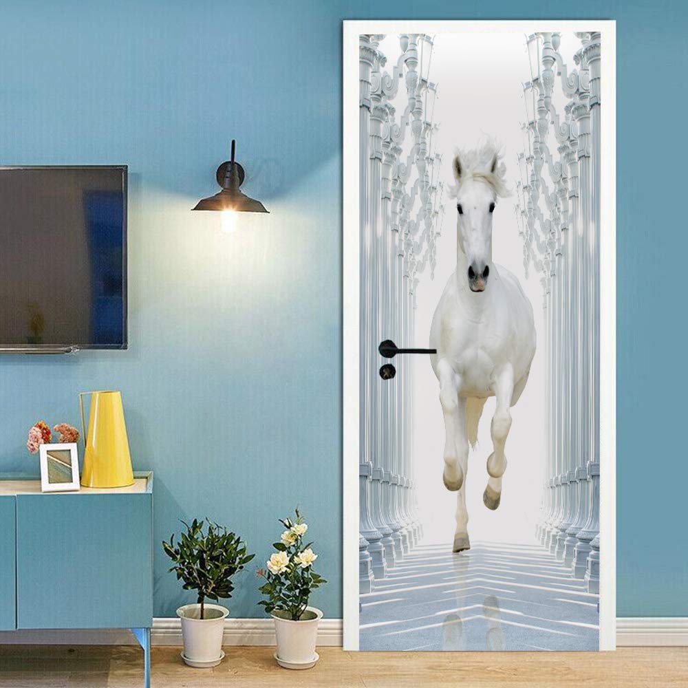 Sticker de porte cheval en cours d'exécution pour salon et chambre
