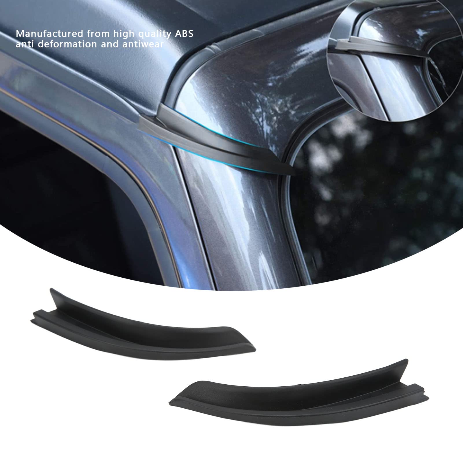 Car Roof Rain Gutter Extensions Rainwater Diversion Channel For Jeep Wrangler JT 2020 / JL 2018-2022 Accessories ABS Black - 34