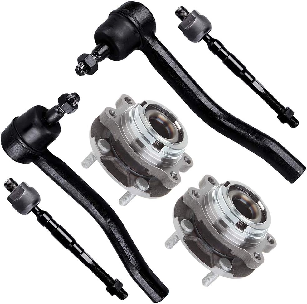 SCITOO 6pcs Suspension Kit Wheel Bearing For 1998-2003 For Toyota for Sienna w/Suspension Parts Wheel Bearing Hub Assembly Inner Tie Rod End Outer Tie Rod End