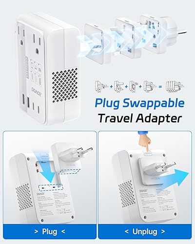 Miniatura 4 de DOACE Convertidor de 220 V a 110 V - Convertidor de voltaje inalámbrico de 350 W de EE. UU. a Europa, adaptador de corriente combinado con carga USB