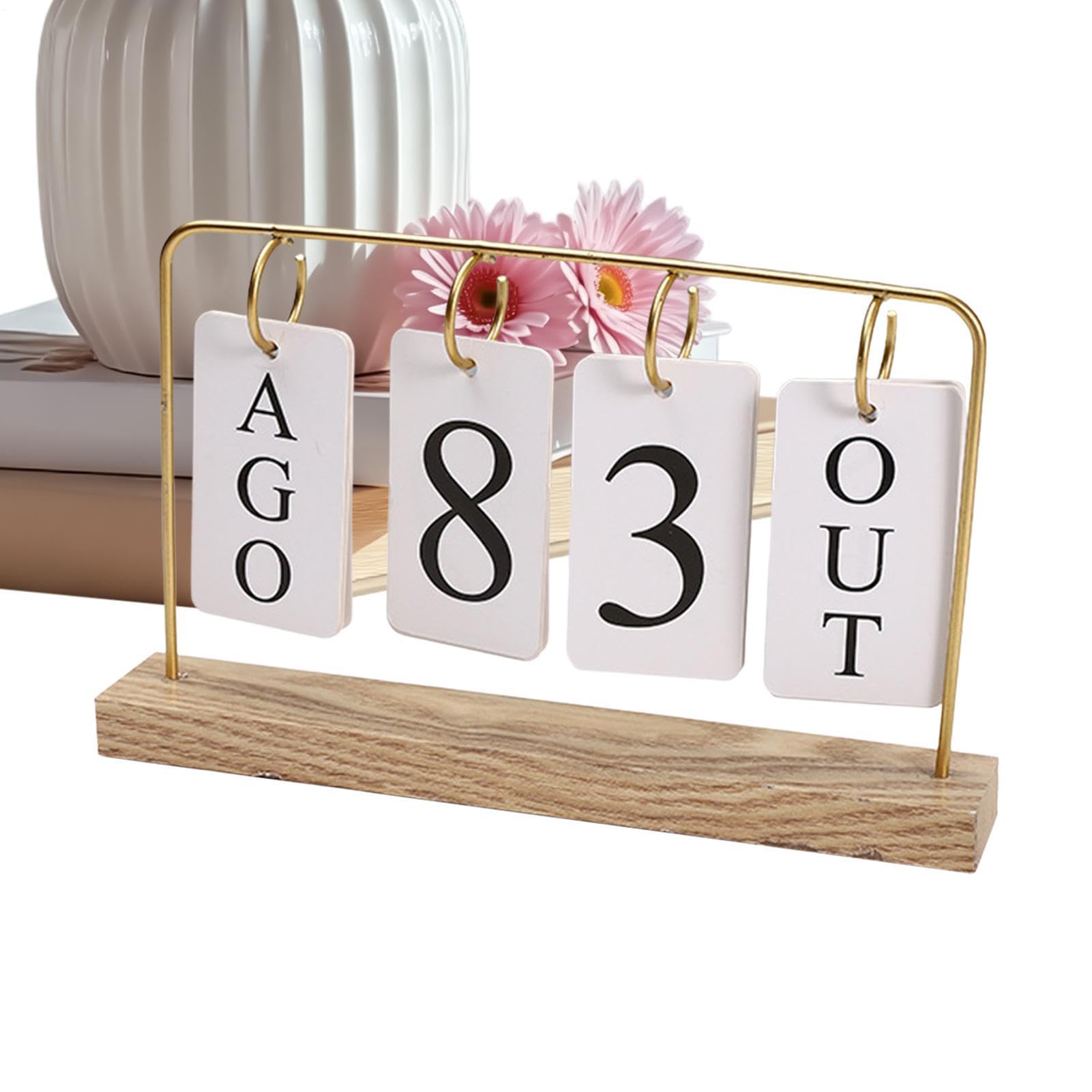 Calendario perpetuo de madera y metal para mesa de oficina moderna 8