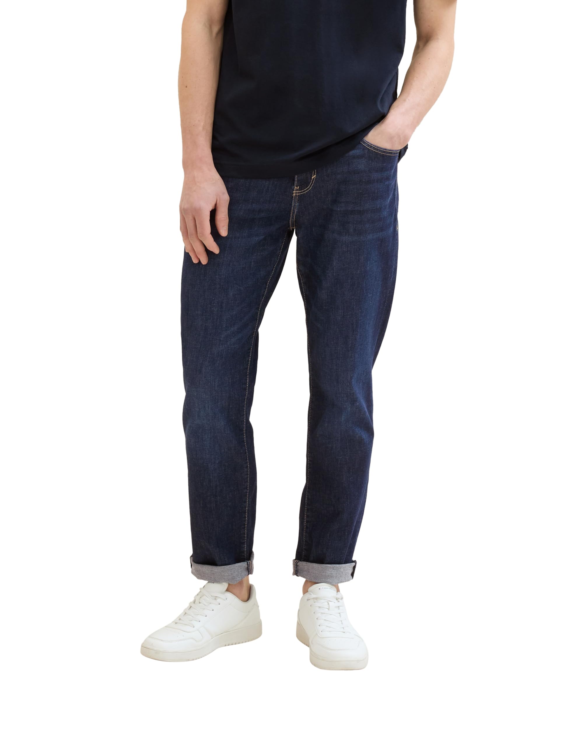 TOM TAILOR Herren Josh Regular Slim Jeans mit Stretch, Used Dark Stone Blue Denim, 30/32