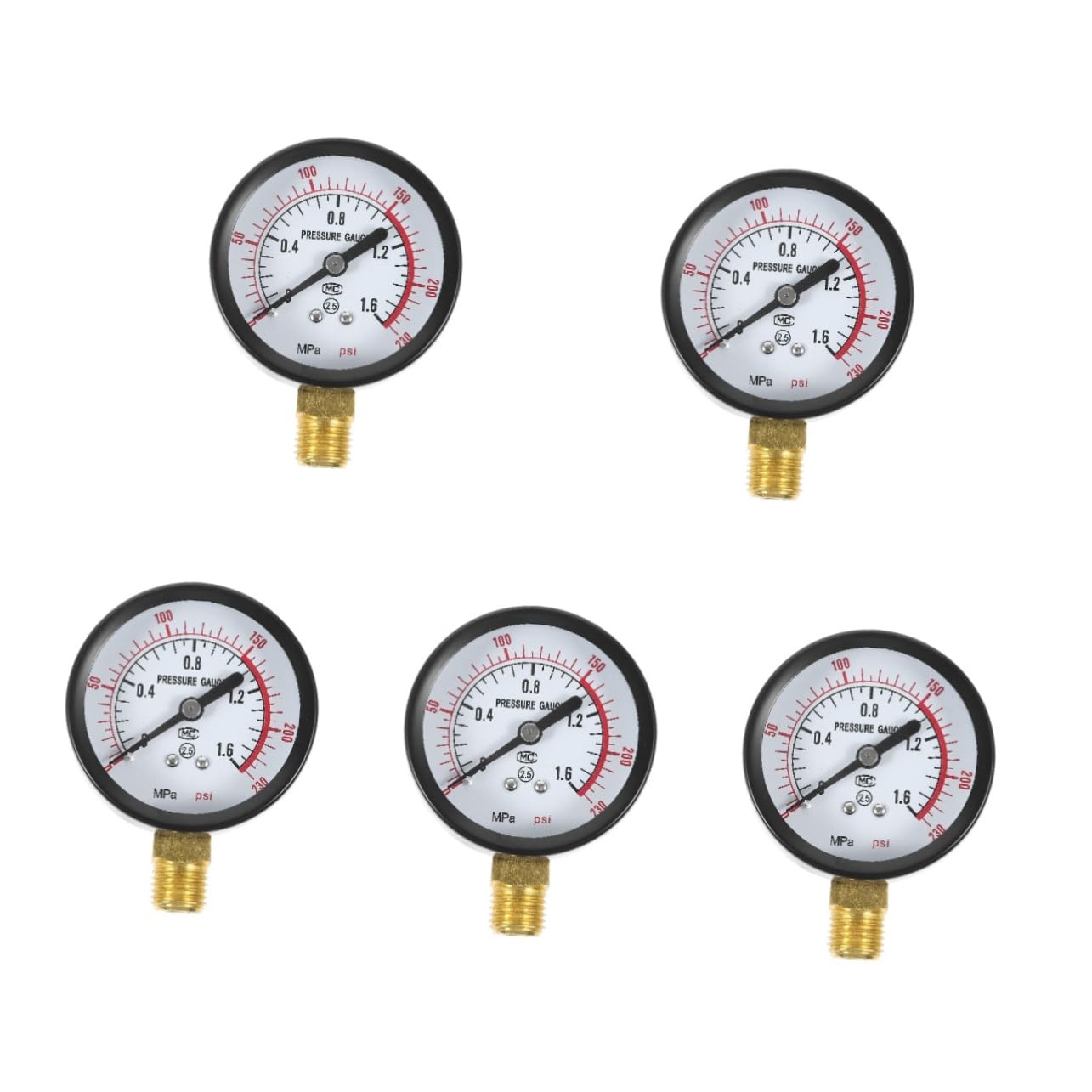 ABOOFAN 5pcs Popcorn Maker Pressure Gauge Air Pump Pressure Meter Oil-Free Compressor