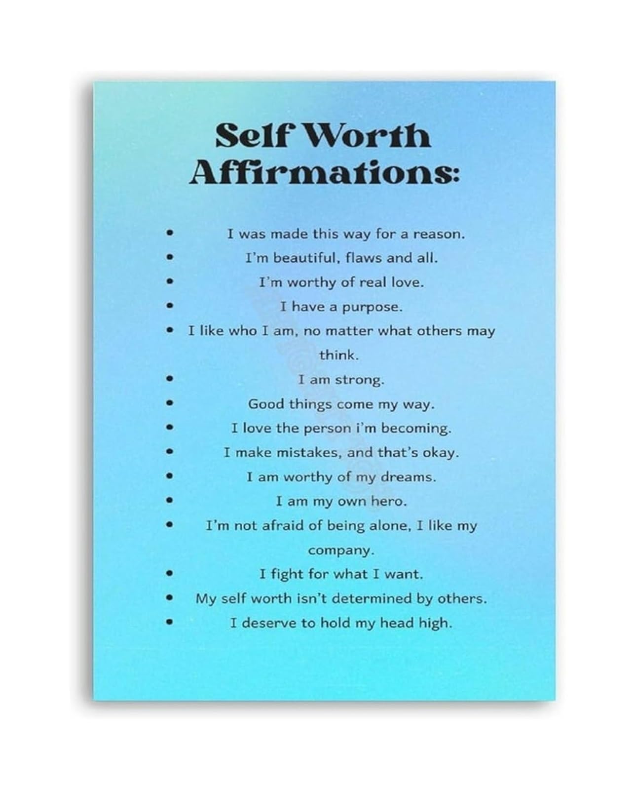 PKNVKZIDK Inner Strength Affirmation Poster Mental Health Self Care Reminder For Dorm Room Yoga Studio Wall Decor