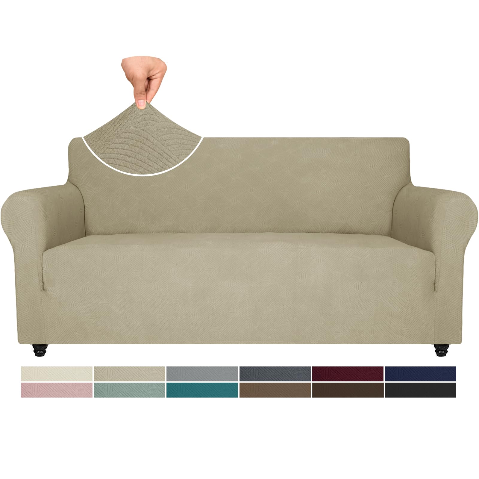 Ystyle Copridivano 3 Posti Con Braccioli, Copri Divano Antigraffio Gatto, Copridivani Elasticizzati, Pesante Inverno Copri Divani, Fodera Divano Antimacchia Lavabile Antiscivolo, Kaki