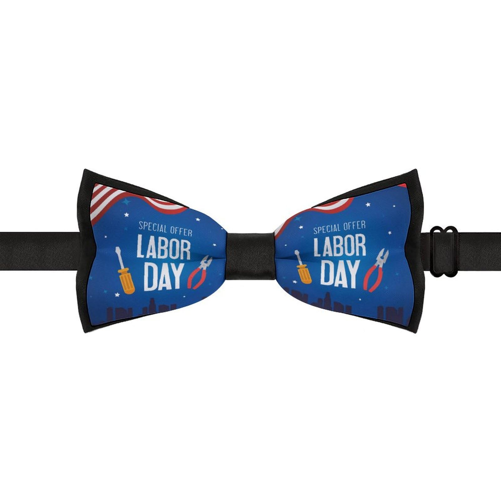 GoasNei Happy Labor Day Bow Tie for Men Adjustable Necktie Funny Tie Neck Ties for Weddings Party