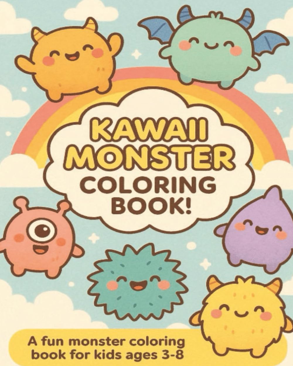 kawaii monster coloring book: cute monster coloring book for kids ages 3 to 8; silly creatures and easy designs (KIDS COLORING FUN)