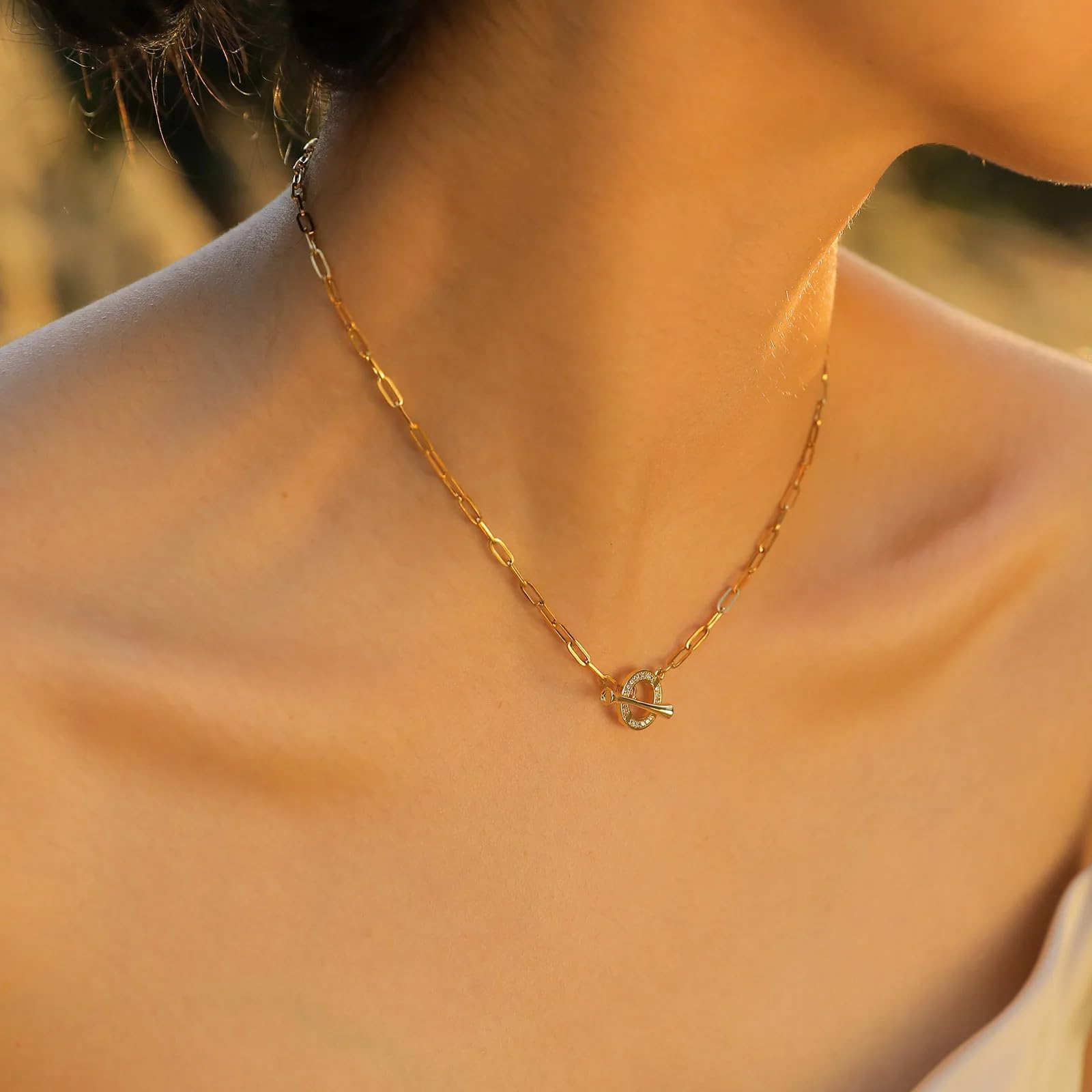 Zarte, glänzende CZ-Knebelhalsketten für Damen und Mädchen, Liebesherz, Dicke Kette mit Knebelverschluss – klassischer Knebelanhänger, OT-Schnalle mit Knebelverschluss für Weihnachts- und