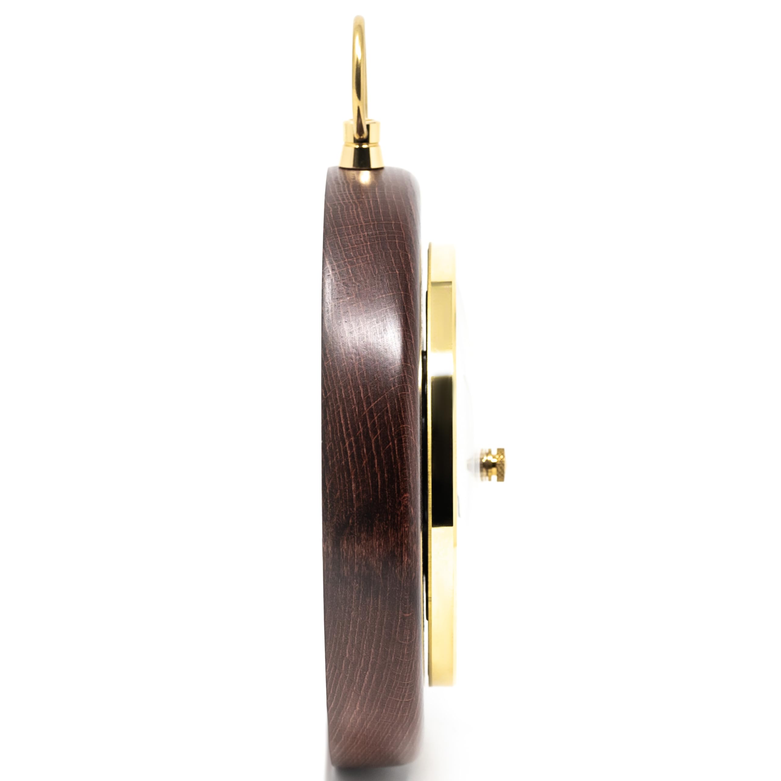 Fischer 1366R-22 Barómetro - Medidor de presión de 140 mm con carcasa de madera auténtica teñida color caoba - Latón - Fabricado en Alemania