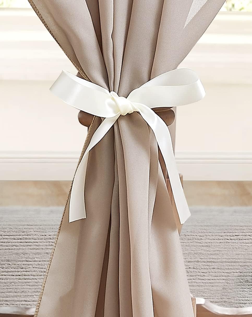 Warm Home Designs Pair of 2 Chiffon Nude Brown Canopy Bed Curtains. 35 x 216 Inches Bed Canopy Curtains for Twin, Full or Queen Size Bed. Great as Canopy for Girls Room. CHB Double Nude 216"