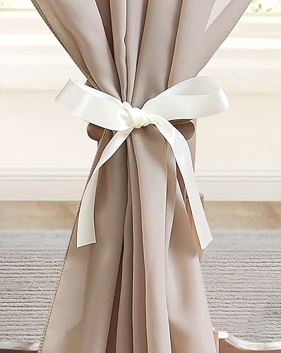 Miniatura 7 de Warm Home Designs Par de 2 cortinas de cama con toldo de gasa blanco y marfil. Cortinas de toldo de cama de 35 x 288 pulgadas para cama matrimonial,