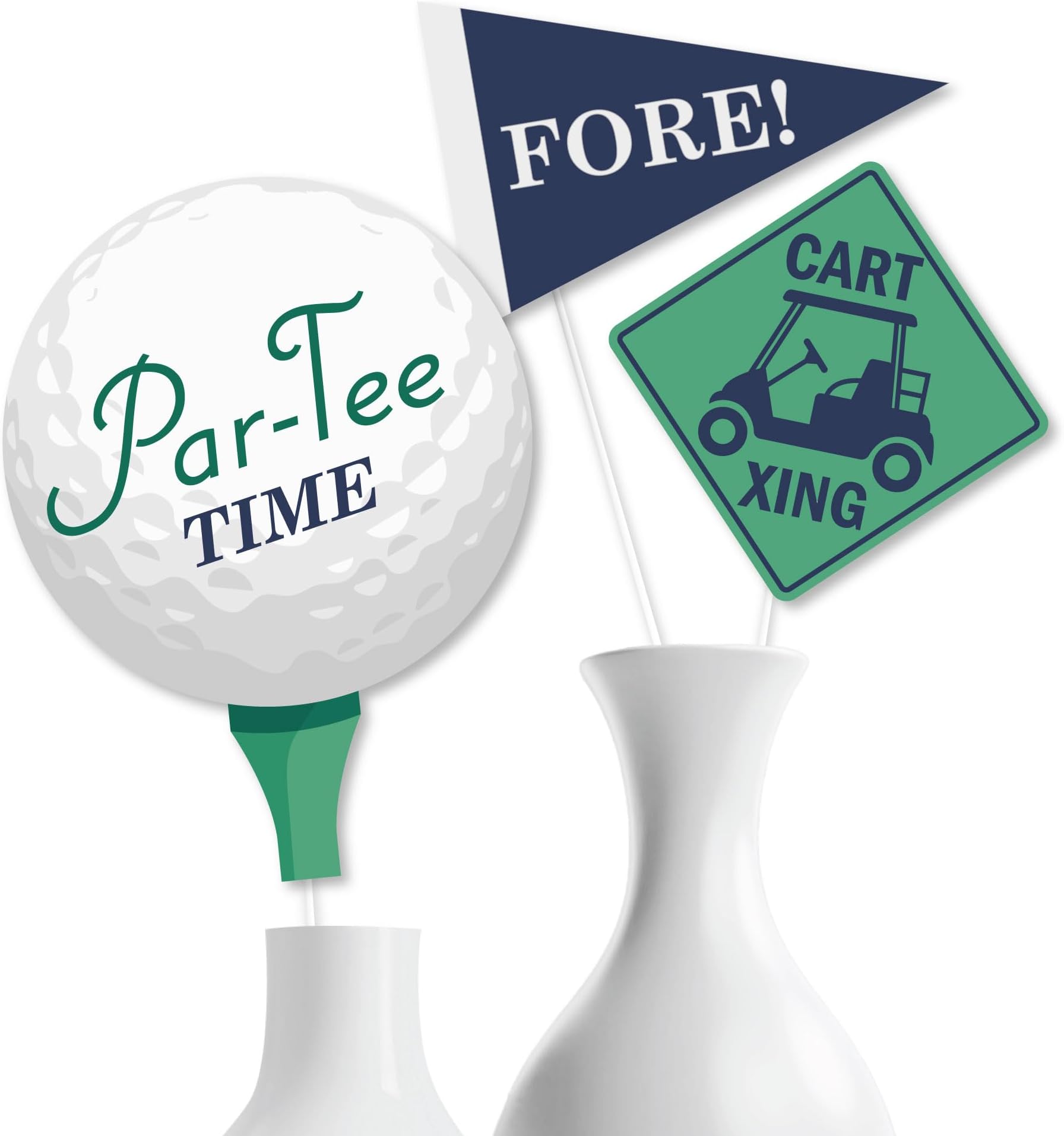 Par-Tee Time Premium Golf Party Decorations - 15-Piece Birthday & Retirement Centerpiece Set, Table Toppers with Golf Ball, Cart & Pennant Designs, DIY Party Supplies