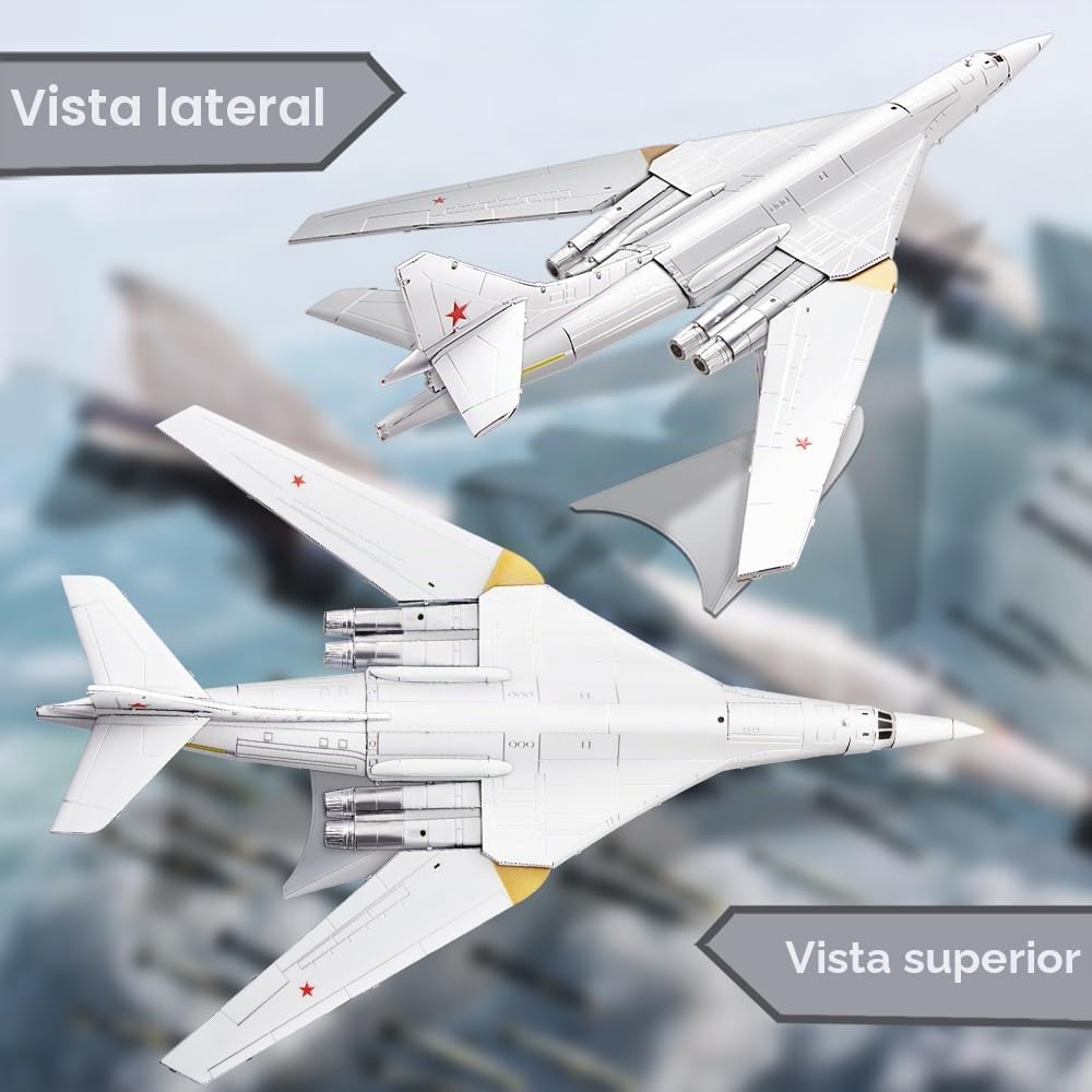 Piececool Metal Puzzle 3D Bombarderos Estratégicos Tu-160, Aviones Maquetas para Construir Adultos, Puzzles 3D Maquetas para Montar, Maqueta Metal, Regalo Cumpleaños, Recuerdos, Colección, 53 Piezas