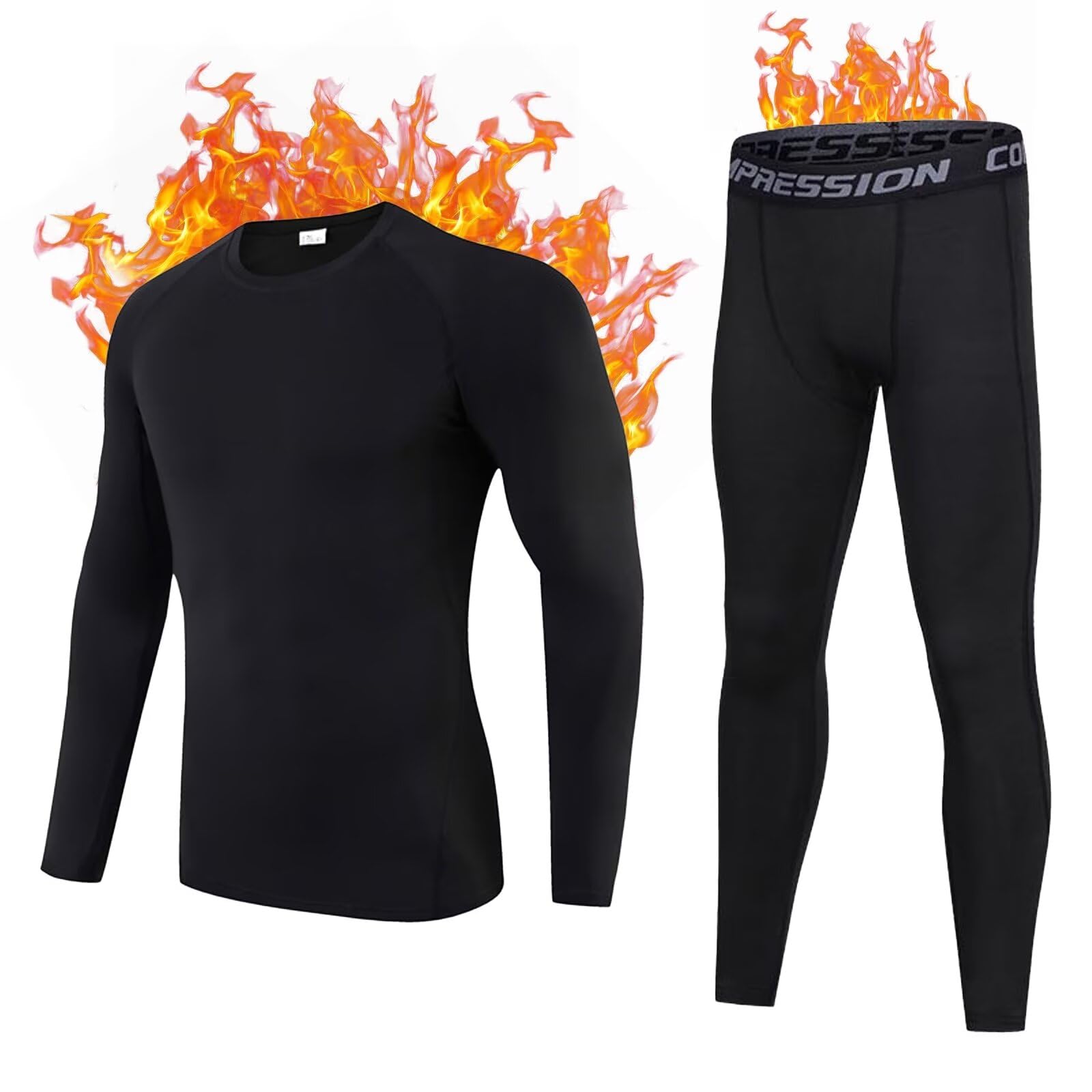 sous Vêtements Thermique Enfant Ensembles Thermiques Garçon Sport Football et Ski Séche Rapide Fonctionnel Underwear Longues Caleçon & Leggings Set pour Unisexe 4-12 Ans