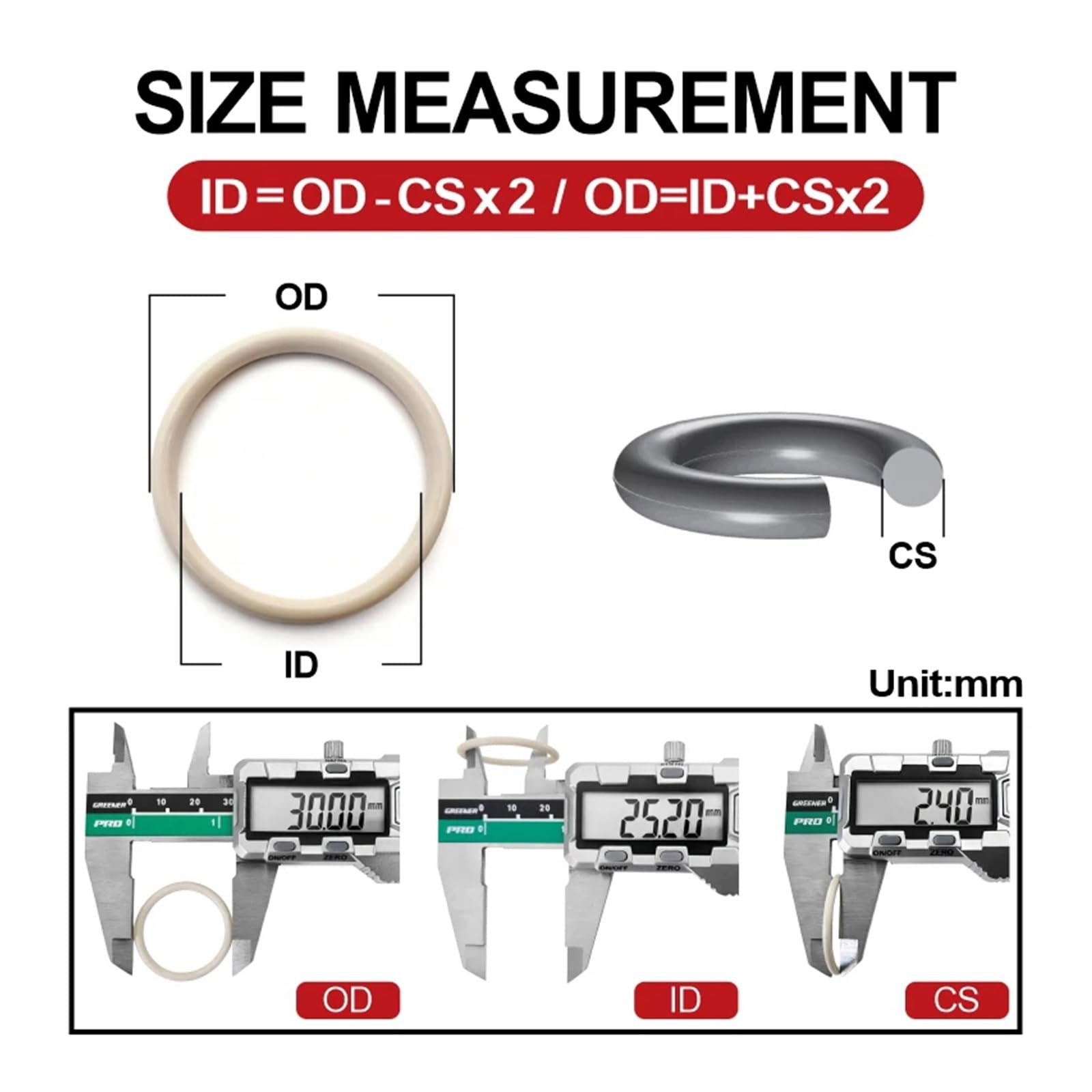 Zestaw uszczelek hydraulicznych 20/50 szt. Vitons FKM O-Ring CS 2,4 mm, 3,1, 0,5, z gumy fluorowej, odpornych na olej, kwasy i zasady(OD 22mm,CS3.1mmX50PCS)