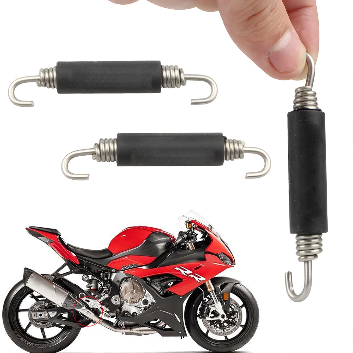 Molle per Tubo di Scarico per Moto in Acciaio Inox 2 Pezzi Universale Riparazione