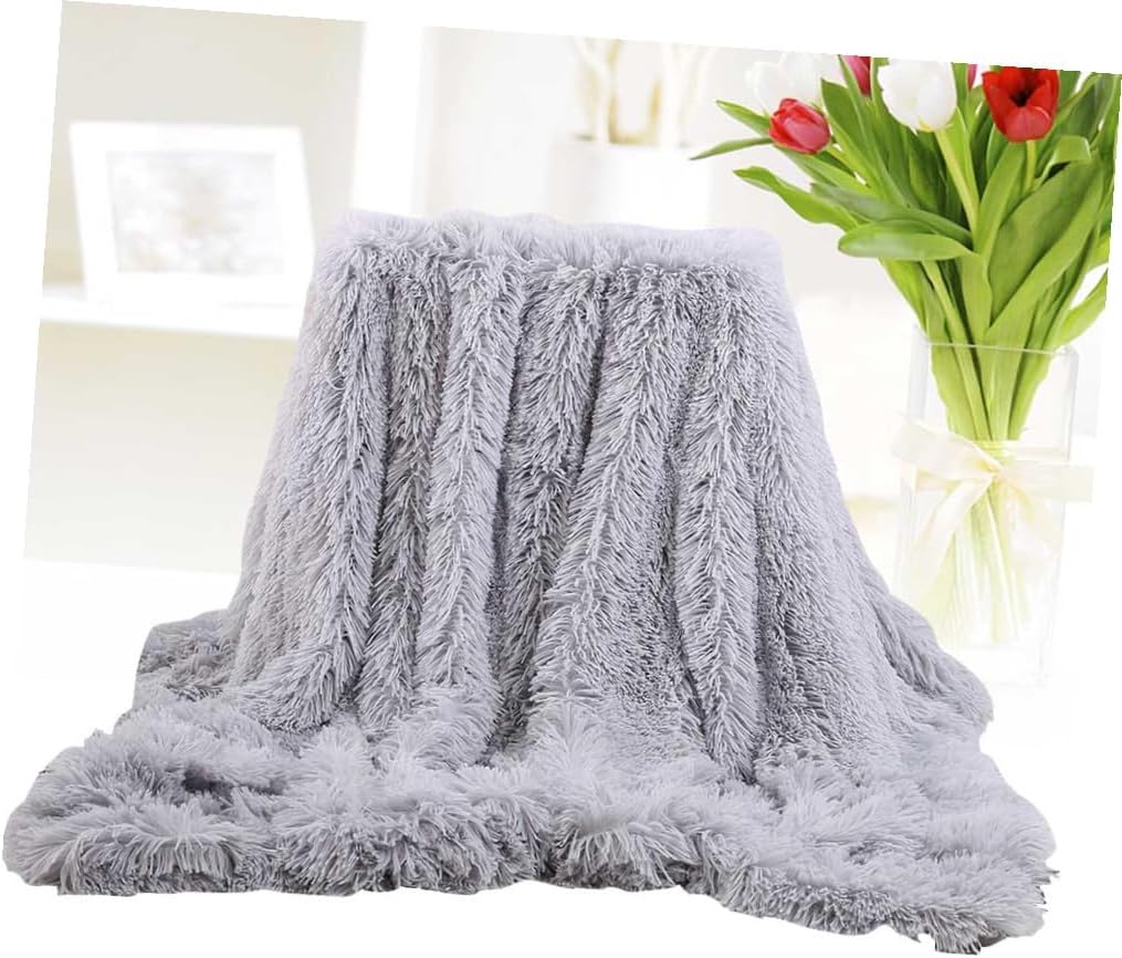 Unomor Fleece Blanket Warm Bed Blanket for Children Solid 160x130cm Light Grey