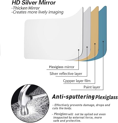 Miniatura 5 de Espejo de pared irrompible de longitud completa, espejo para colocar sobre la puerta, extra grueso de 18 pulgadas, 56 x 14 pulgadas, 4 piezas de 14